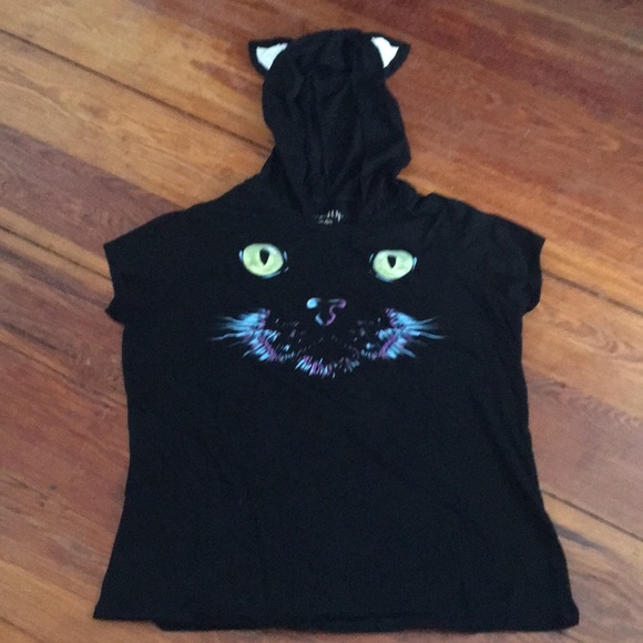 🐱 Girls/Women XXXL Hooded Cat Tee - Picture 1 of 3